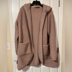 Cozy All Day Dusty Pink Open Front Sherpa Style Cardigan Women’s 2X